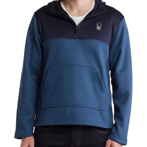 Spyder Ray Half Zip Sweatshirt Mens Size XL Marlin Blue Pullover Hoodie - Picture 1 of 15